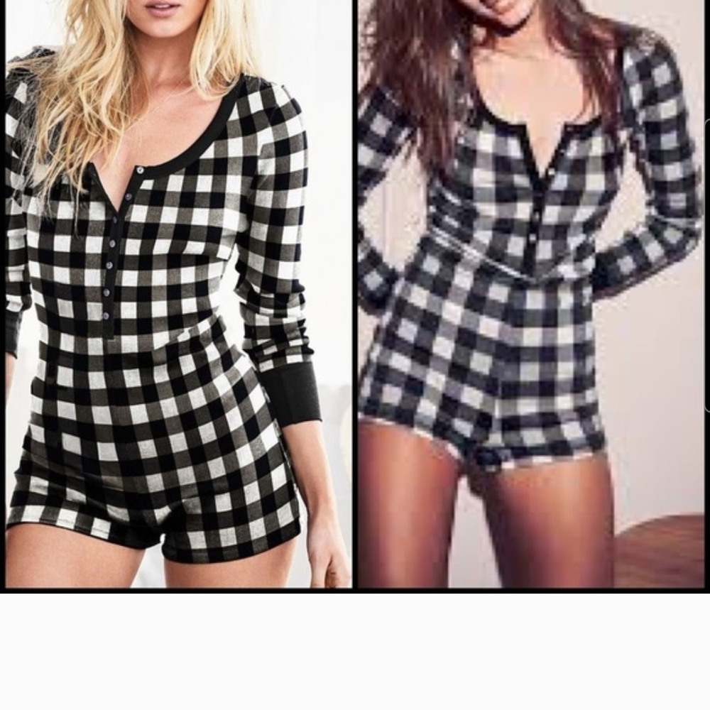Victoria's Secret Black and White Pajama Romper